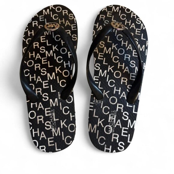 Michael Kors black and white flip flops Women's Size 10 - Picture 3 of 7